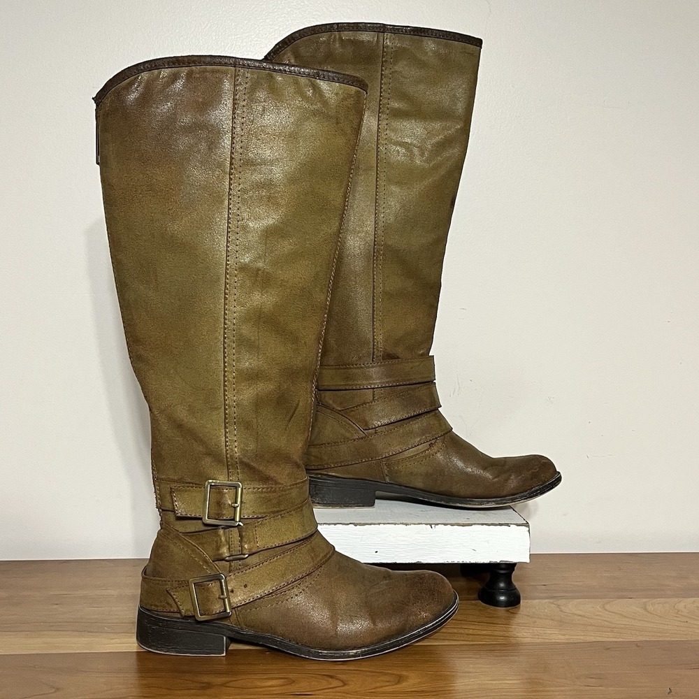 Madden Girl Knee High Campuswc‎ Riding Boots Tan Women's Size 7.5M